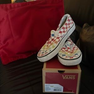 Red checkered vans.